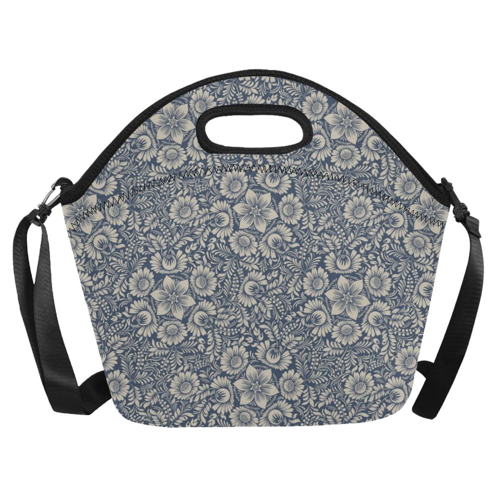Elegant Floral Print Pattern Neoprene Lunch Bag (Model 1669)(Large)-JTAMIGO.COM