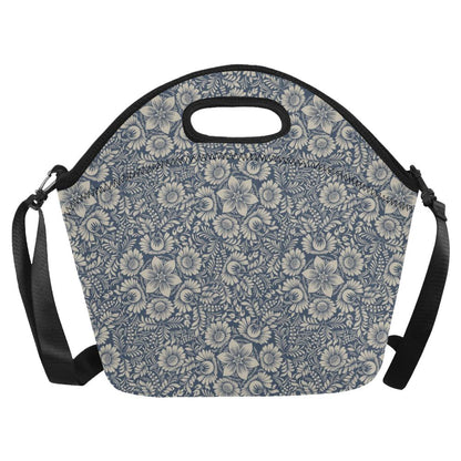 Elegant Floral Print Pattern Neoprene Lunch Bag (Model 1669)(Large)-JTAMIGO.COM