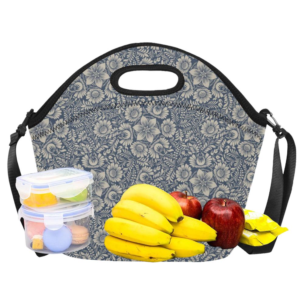 Elegant Floral Print Pattern Neoprene Lunch Bag (Model 1669)(Large)-JTAMIGO.COM