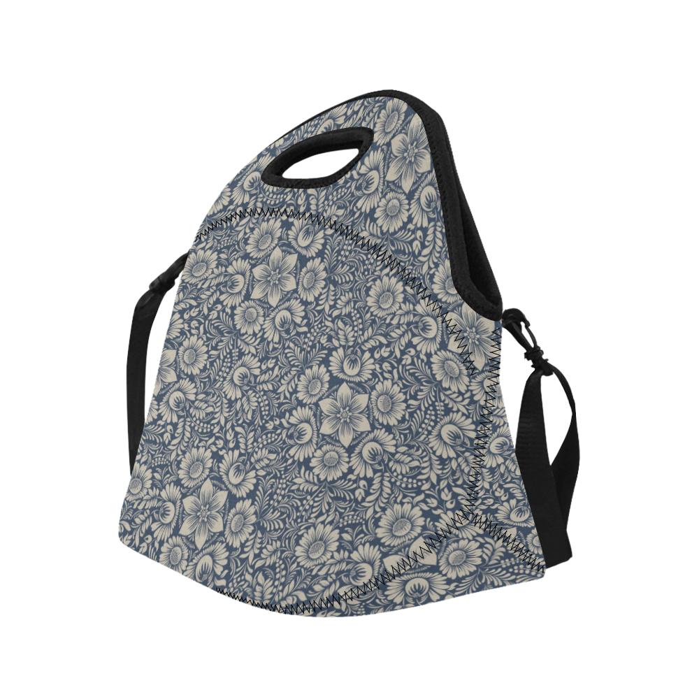Elegant Floral Print Pattern Neoprene Lunch Bag (Model 1669)(Large)-JTAMIGO.COM