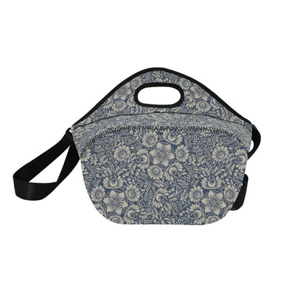 Elegant Floral Print Pattern Neoprene Lunch Bag (Model 1669)(Large)-JTAMIGO.COM