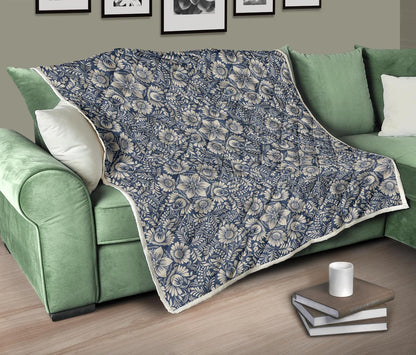 Elegant Floral Print Pattern Premium Quilt-JTAMIGO.COM