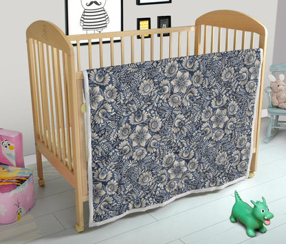 Elegant Floral Print Pattern Premium Quilt-JTAMIGO.COM