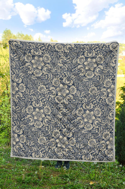 Elegant Floral Print Pattern Premium Quilt-JTAMIGO.COM
