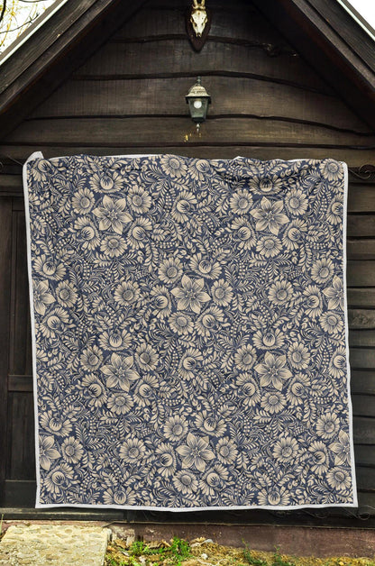 Elegant Floral Print Pattern Premium Quilt-JTAMIGO.COM