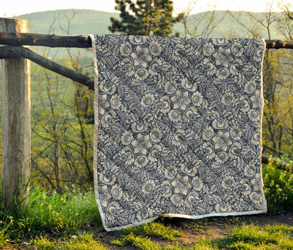 Elegant Floral Print Pattern Premium Quilt-JTAMIGO.COM