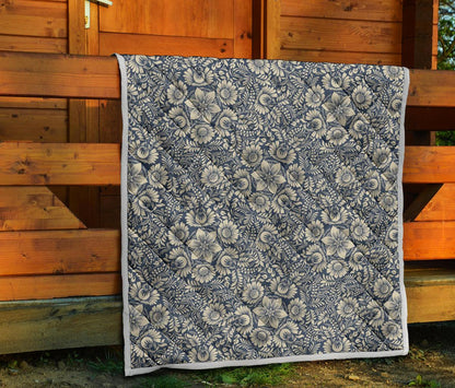 Elegant Floral Print Pattern Premium Quilt-JTAMIGO.COM