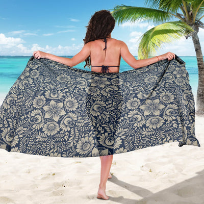 Elegant Floral Print Pattern Sarong Pareo Wrap