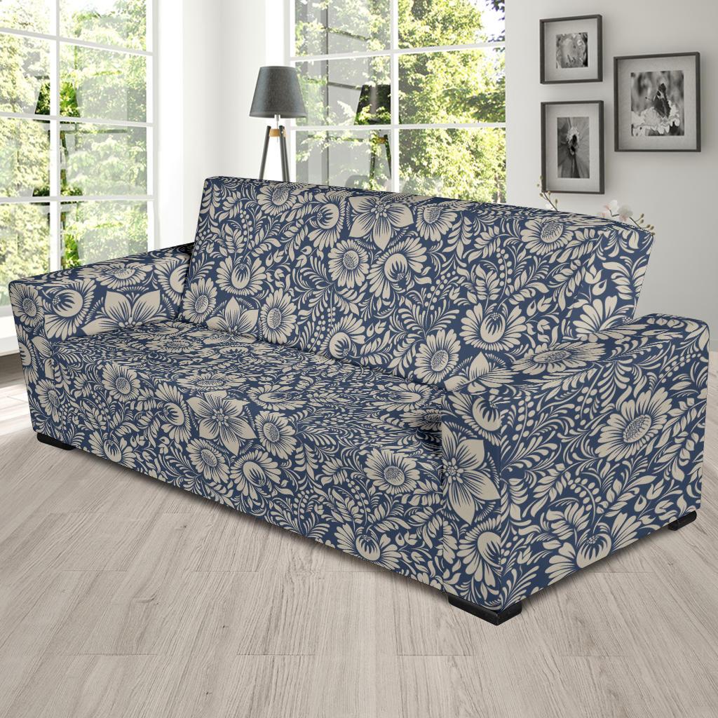 Elegant Floral Print Pattern Sofa Slipcover-JTAMIGO.COM