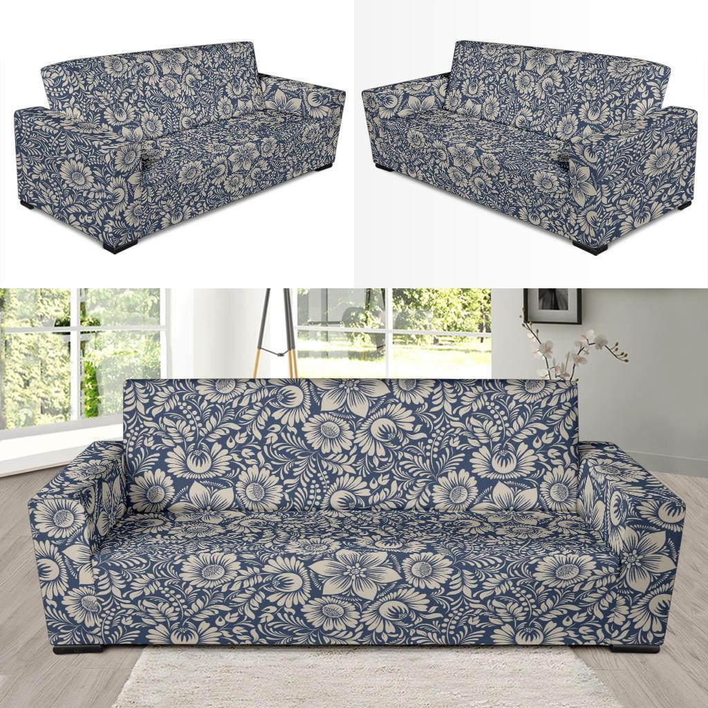 Elegant Floral Print Pattern Sofa Slipcover-JTAMIGO.COM