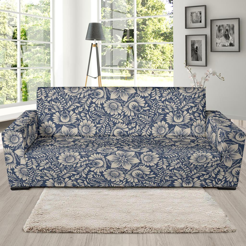 Elegant Floral Print Pattern Sofa Slipcover-JTAMIGO.COM