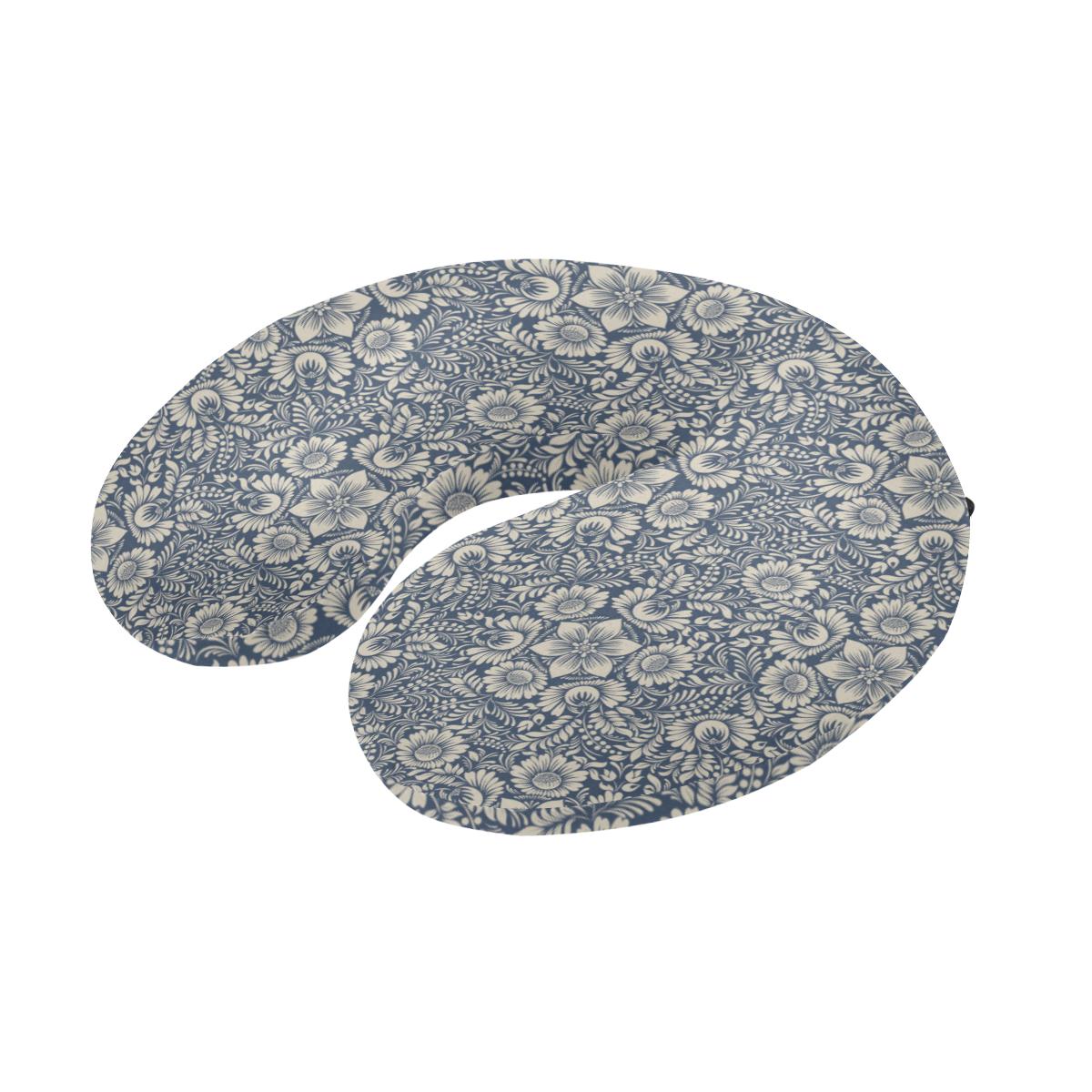 Elegant Floral Print Pattern U-Shaped Travel Neck Pillow-JTAMIGO.COM