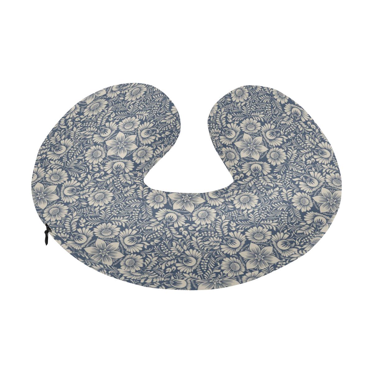 Elegant Floral Print Pattern U-Shaped Travel Neck Pillow-JTAMIGO.COM