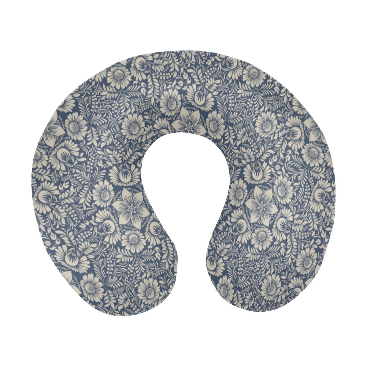 Elegant Floral Print Pattern U-Shaped Travel Neck Pillow-JTAMIGO.COM