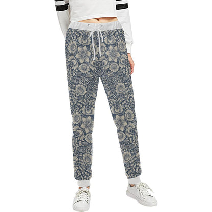 Elegant Floral Print Pattern Unisex Casual Sweatpants (Model L11)-JTAMIGO.COM