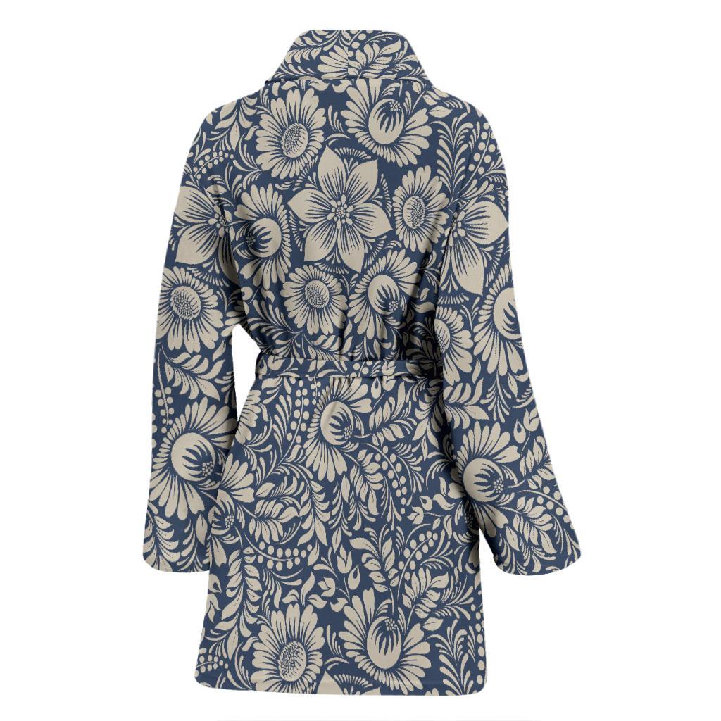 Elegant Floral Print Pattern Women Bath Robe-JTAMIGO.COM