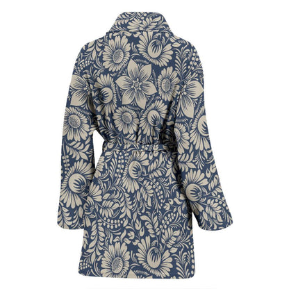Elegant Floral Print Pattern Women Bath Robe-JTAMIGO.COM