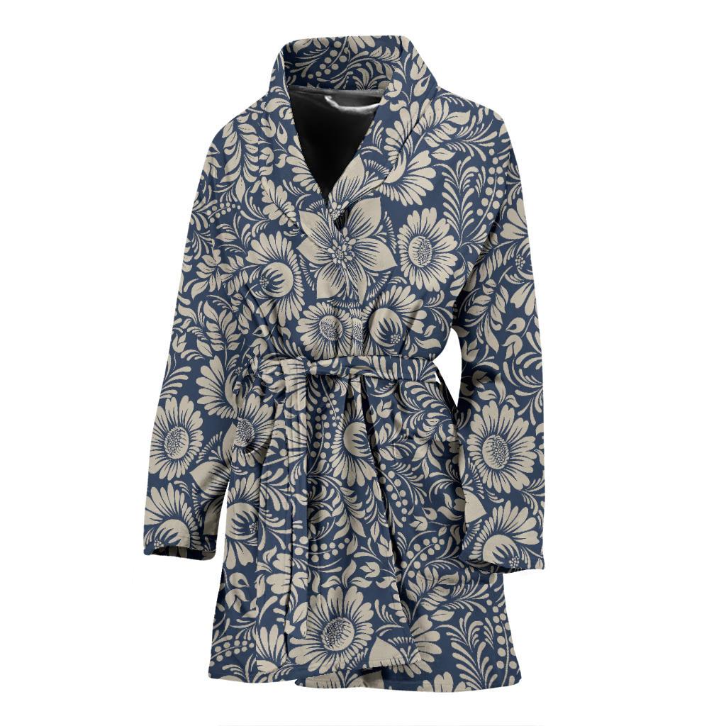 Elegant Floral Print Pattern Women Bath Robe-JTAMIGO.COM