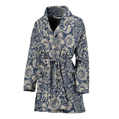 Elegant Floral Print Pattern Women Bath Robe-JTAMIGO.COM