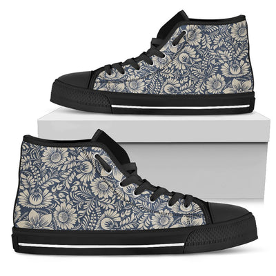 Elegant Floral Print Pattern Women High Top Shoes