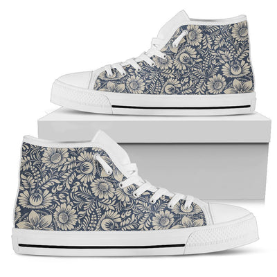 Elegant Floral Print Pattern Women High Top Shoes