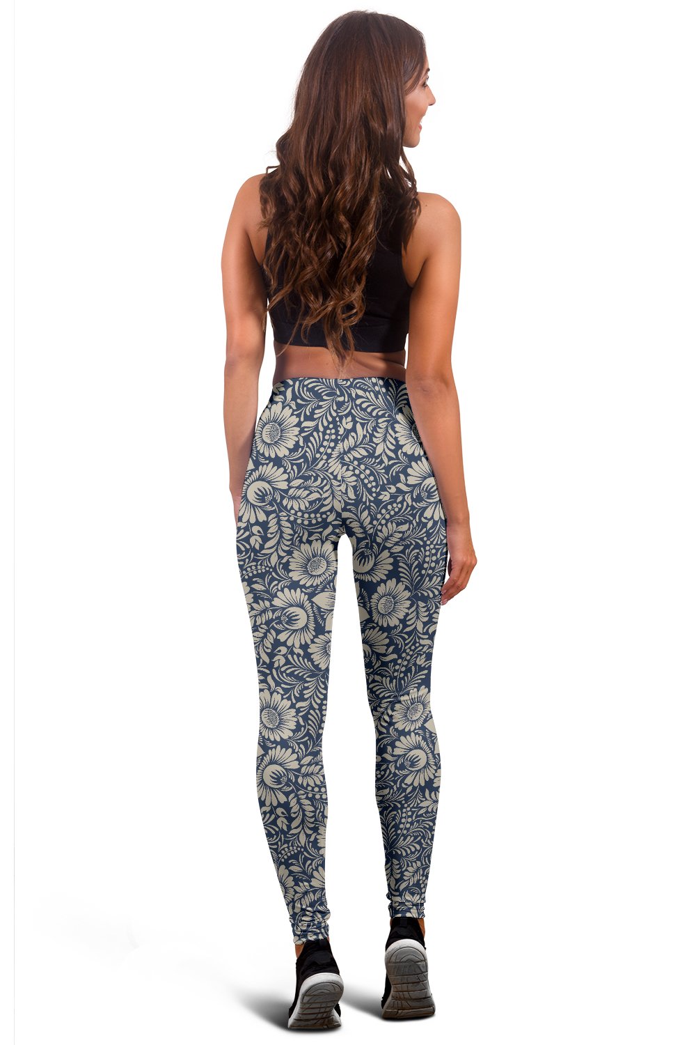 Elegant Floral Print Pattern Women Leggings