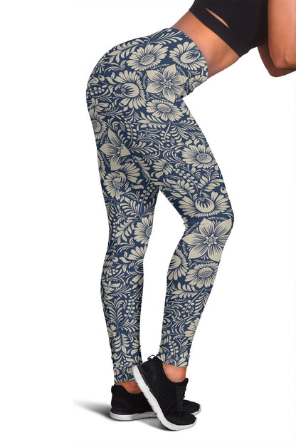 Elegant Floral Print Pattern Women Leggings