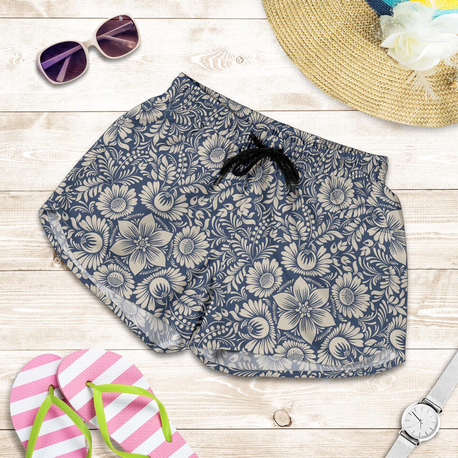 Elegant Floral Print Pattern Women Shorts-JTAMIGO.COM