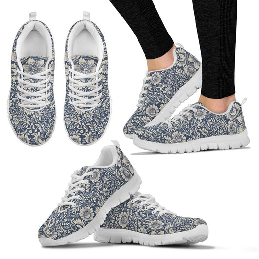 Elegant Floral Print Pattern Women Sneakers Shoes