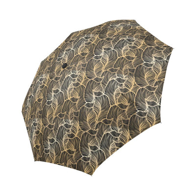 Elegant Gold leaf Print Automatic Foldable Umbrella