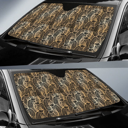 Elegant Gold Leaf Print Car Sun Shade For Windshield
