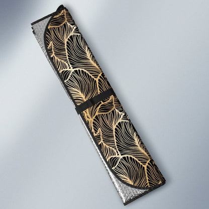 Elegant Gold Leaf Print Car Sun Shade For Windshield