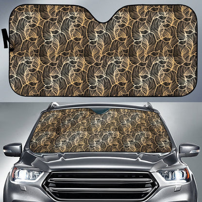 Elegant Gold Leaf Print Car Sun Shade For Windshield