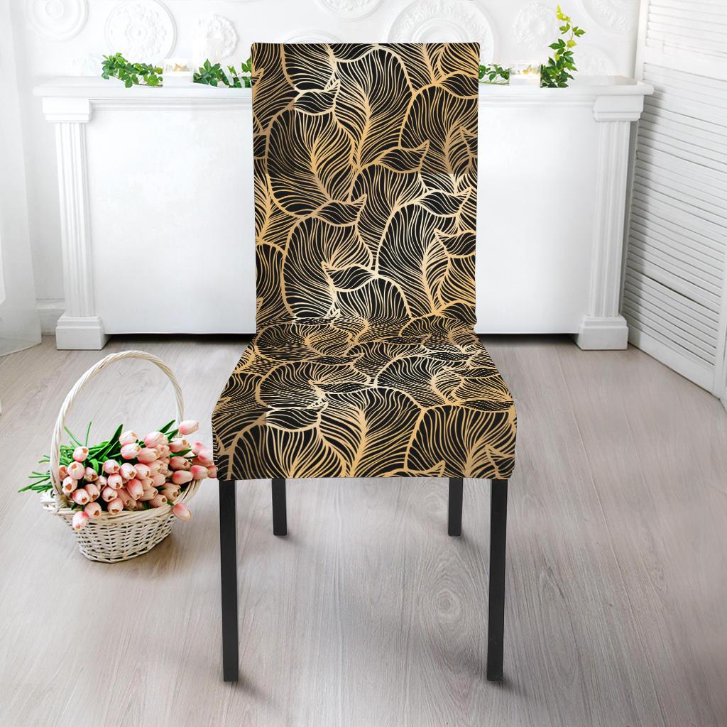 Elegant Gold leaf Print Dinning Chair Slipper-JTAMIGO.COM