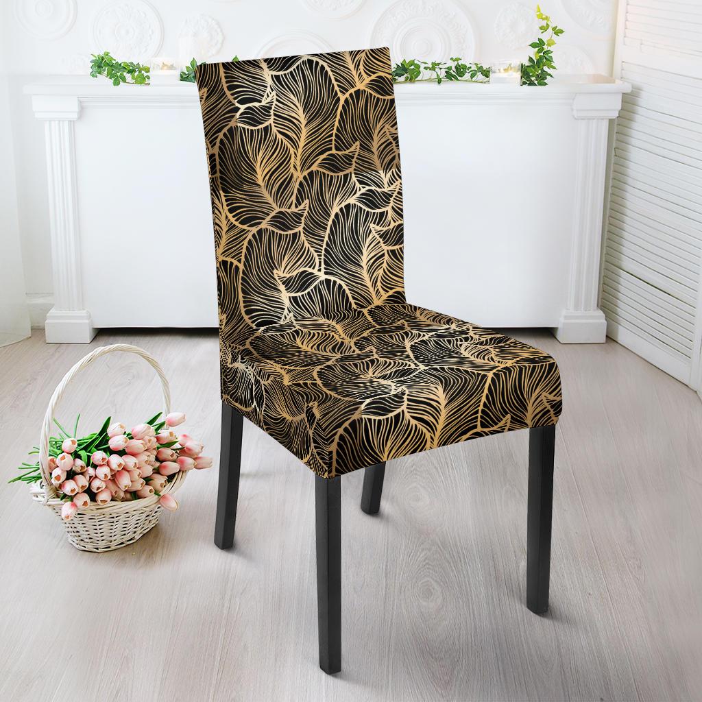 Elegant Gold leaf Print Dinning Chair Slipper-JTAMIGO.COM