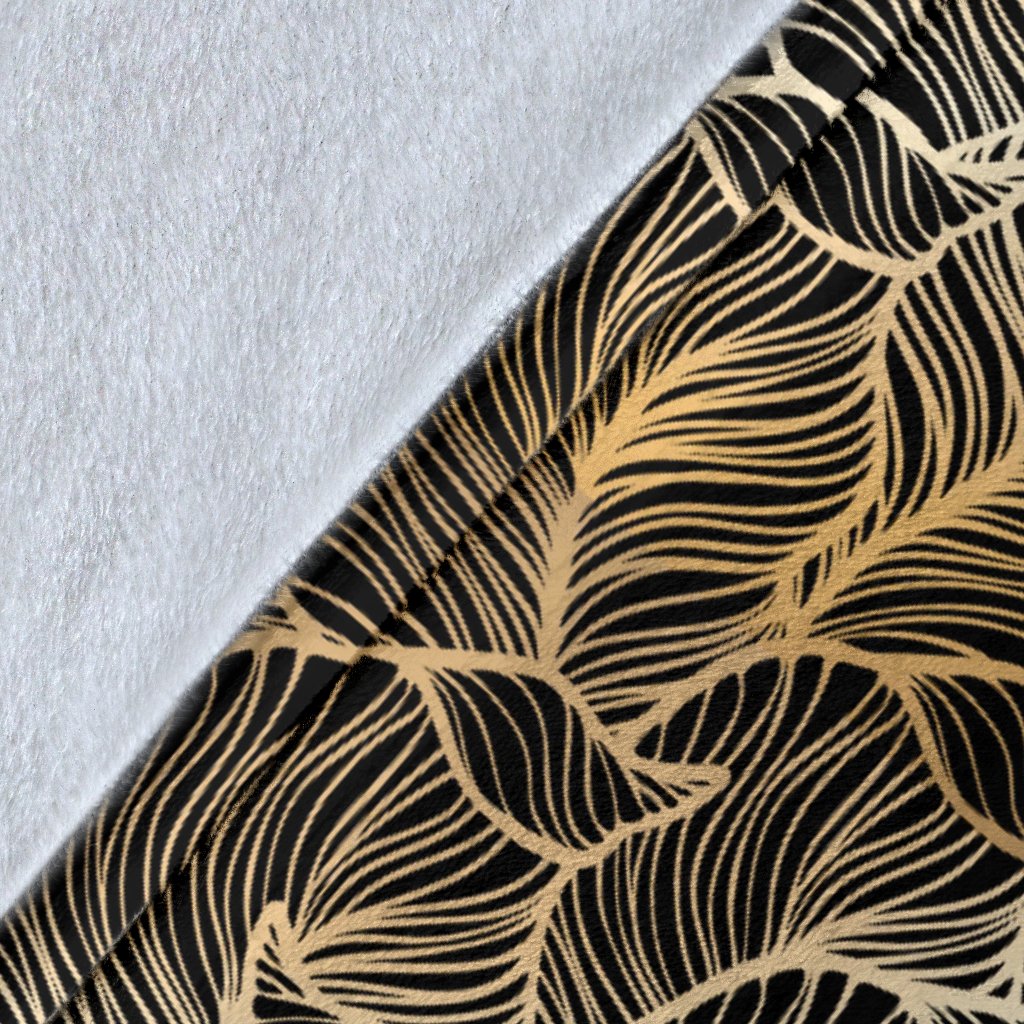 Elegant Gold leaf Print Fleece Blanket