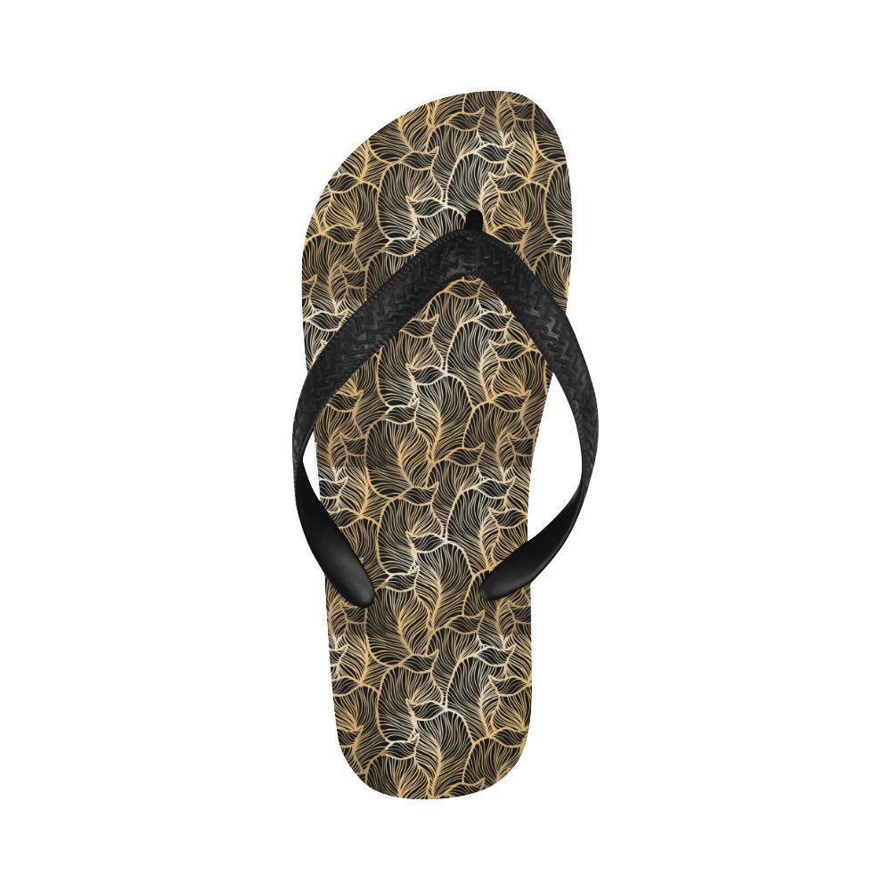 Elegant Gold leaf Print Flip Flops-JTAMIGO.COM