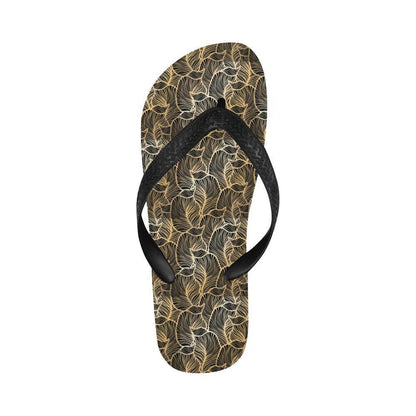 Elegant Gold leaf Print Flip Flops-JTAMIGO.COM