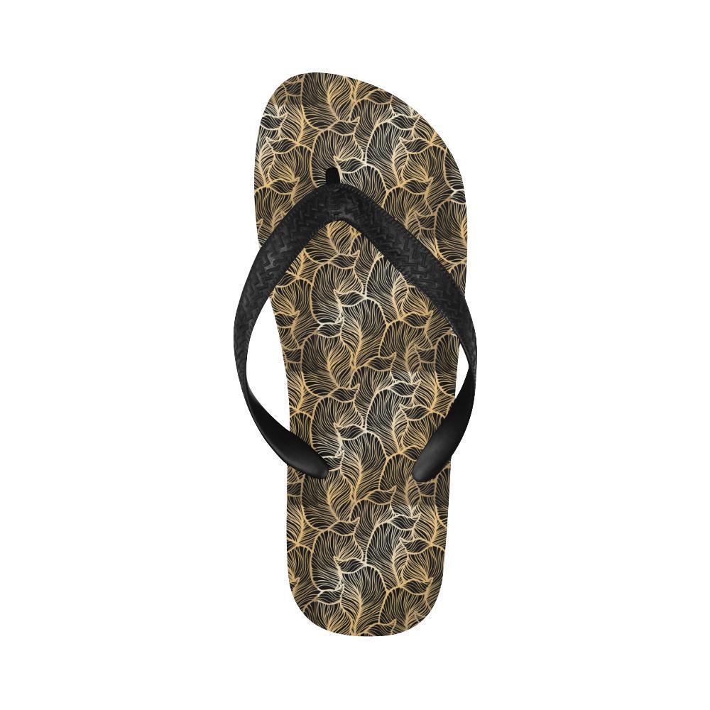 Elegant Gold leaf Print Flip Flops-JTAMIGO.COM