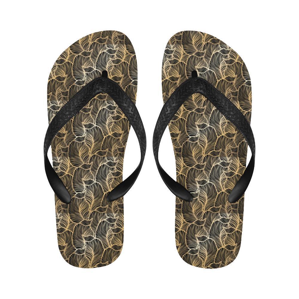 Elegant Gold leaf Print Flip Flops-JTAMIGO.COM