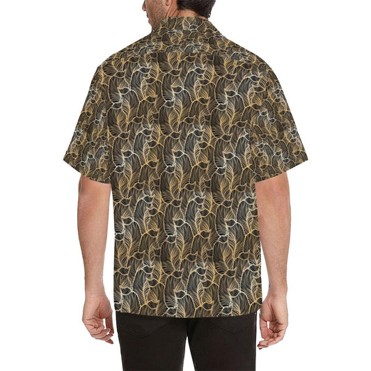 Elegant Gold leaf Print Men Aloha Hawaiian Shirt