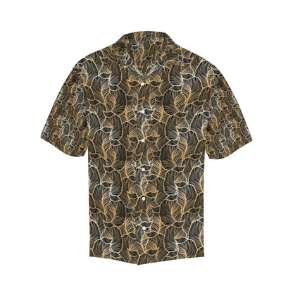 Elegant Gold leaf Print Men Aloha Hawaiian Shirt