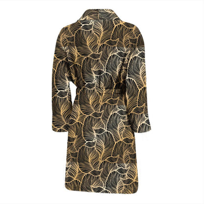 Elegant Gold leaf Print Men Bath Robe-JTAMIGO.COM