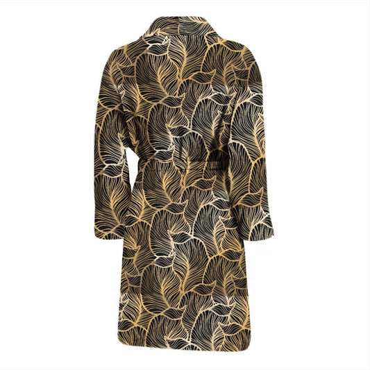 Elegant Gold leaf Print Men Bath Robe-JTAMIGO.COM