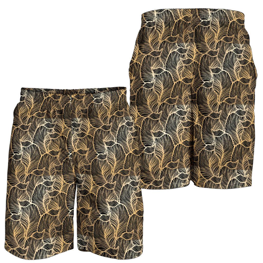 Elegant Gold leaf Print Mens Shorts-JTAMIGO.COM