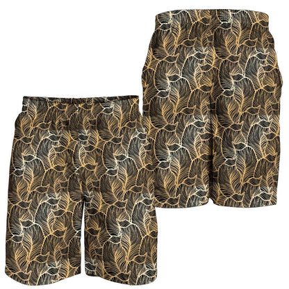 Elegant Gold leaf Print Mens Shorts-JTAMIGO.COM