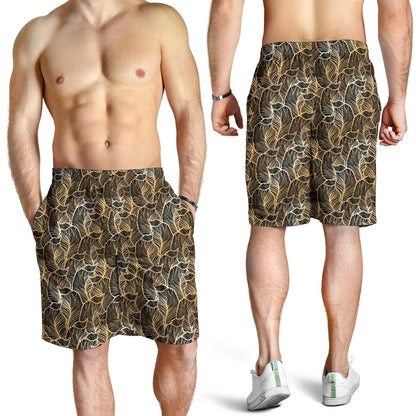 Elegant Gold leaf Print Mens Shorts-JTAMIGO.COM
