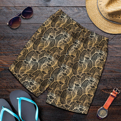 Elegant Gold leaf Print Mens Shorts-JTAMIGO.COM