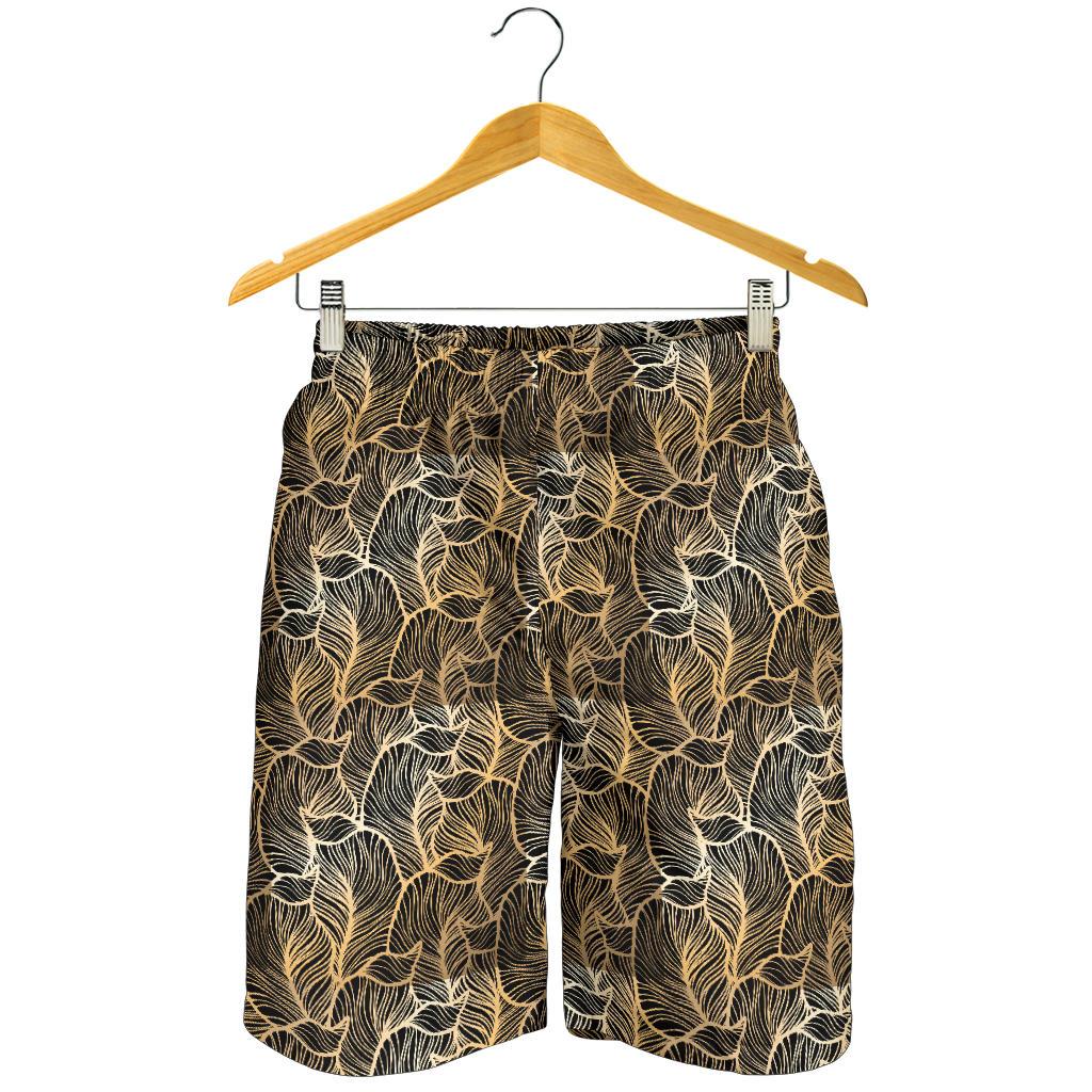 Elegant Gold leaf Print Mens Shorts-JTAMIGO.COM