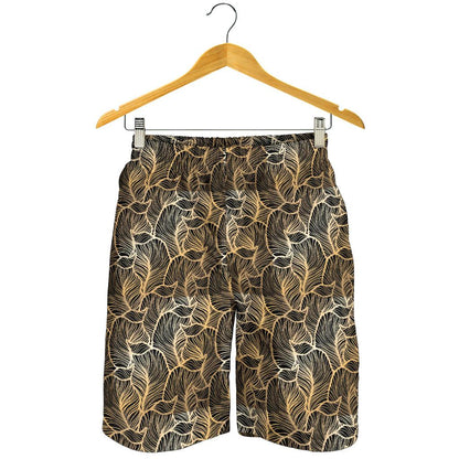 Elegant Gold leaf Print Mens Shorts-JTAMIGO.COM